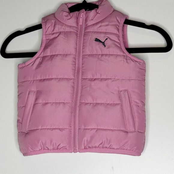 Puma Pink Puffer Vest Jacket Baby Toddler Girls Size 12 Months - Picture 1 of 8